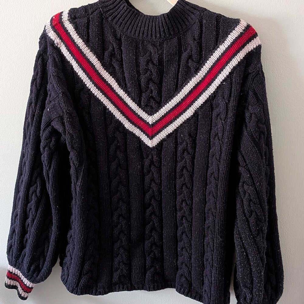 SAYLOR Brinley Navy Cable Knit Sweater – Lambswool Blend – $275 MSRP